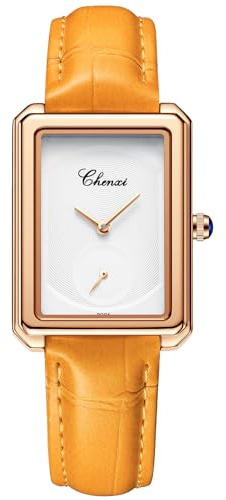 JewelryWe Orologio da Polso Analogico da Donna: Orologio Piccolo Cinturino in Pelle, Orologio Quadrato senza Numero Impermeabile Idee Regalo per lei
