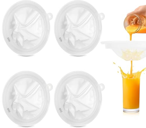 Pavlleen 4 pezzi colino per olio d'oliva, setaccio da cucina a maglie 200/300/400/450, filtri a maglie di nylon, precisione, filtro per vino a maglie fini per filtrare succhi, latte,