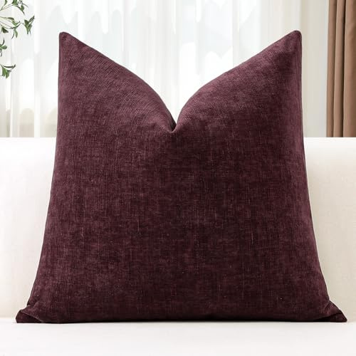 JOTOM Chenille-Kissenbezüge, 45 x 45 cm, weich, dekorativ, quadratisch, für Couch, Sofa, Wohnzimmer, Bett, Heimdekoration, Bordeauxrot