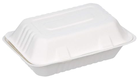 GRADISCO - Contenitore compostabile in polpa di cellulosa da 1000ml - Vaschetta rettangolare con coperchio a conchiglia in bagassa adatta a contenere alimenti caldi e freddi - misure 23x15x4,5 (200)