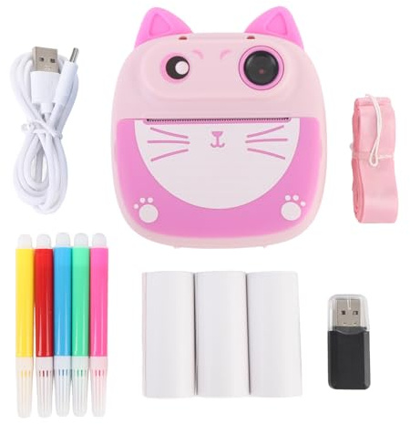 Cámara para Niños con Impresión Instantánea, Cámara Digital Kitty Que Imprime Fotos para Niños, 20 MP, Zoom 4X, para Niñas de 3, 4, 5, 6, 7, 8, 9, 10 Años, con Tarjeta SD de 32