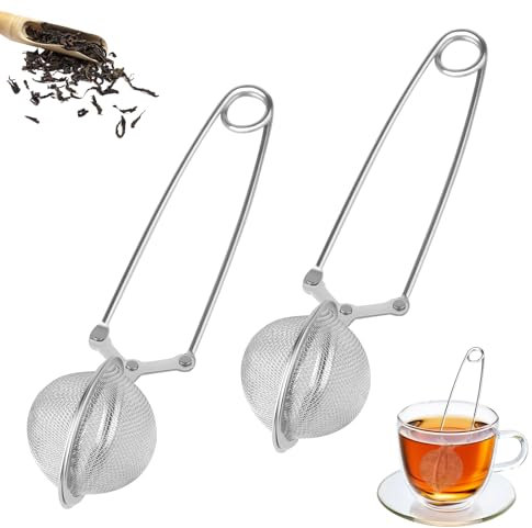 DONGFENGLION 2 pinzas de té, colador de té de acero inoxidable, infusor de té - tamaño medio: 4,5 cm de diámetro, colador de té y filtro de té, infusor de té para té suelto, coladores de té de alta