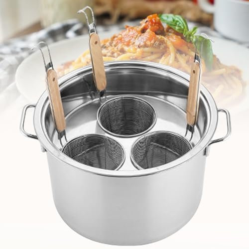ZGPjubilant Set cuocipasta in Acciaio Inox, 3/4/5 Fori, cuocipasta Professionale in Acciaio Inox, Set di Inserti con divisore e scolapasta, pentole per Cucina Domestica e Ristorante, 4 Fori (3 Fori)