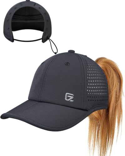 GADIEMKENSD Damen-Sporthut mit großem Pferdeschwanzloch, Performance Pferdeschwanzhut Lauf-Baseballkappe, faltbares unstrukturiertes Design, leicht, atmungsaktiv, ohrfreundlich