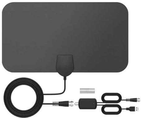 Joselin Antenna TV Digitale Amplificata Interna per HDTV con Segnale Potente e Ricezione TV Full HD, 80 Miglia di Copertura.