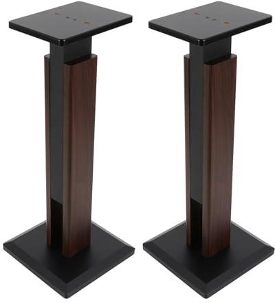Lautsprecherständer höhenverstellbar 65-85cm Boxenständer für Surround Sound bis zu 30KG, 2er-Set Bodenständer (Dunkelbraun+Schwarz)