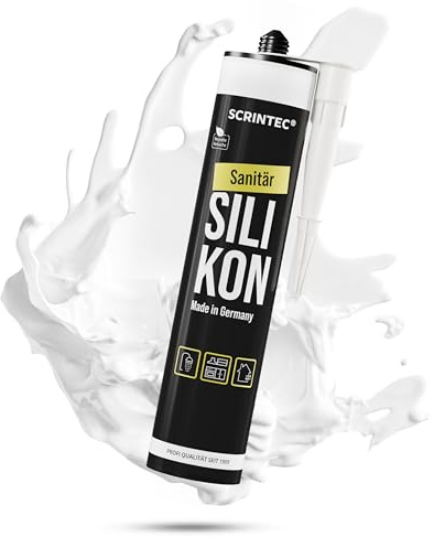 SCRINTEC® Sanitär Silikon weiß (310 ml) – Premium Dichtstoff für Bad & Küche – Wasserfest, langlebig & schimmelresistent – Perfekt für Fugen – in recycelter Kartusche – Made in Germany
