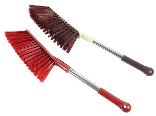 Garneck 2pcs Hand Dusting Brush for Cobweb Lint Removal Soft Cleaning Brush for Bathroom Kitchen Bench White Red