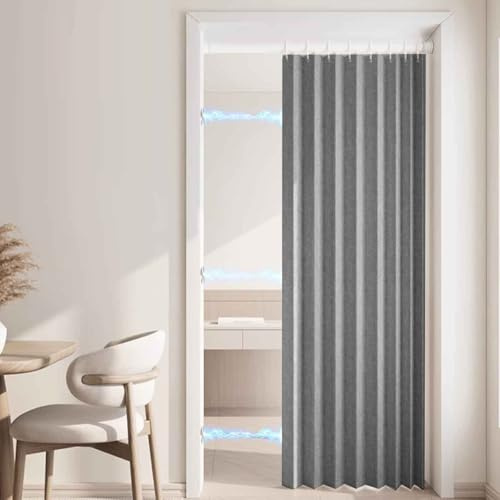 YWQJL Falttürvorhang,Mit Teleskopstange,Magnetischer Türvorhang mit Verdunkelung, Faltbarer Raumteiler für Bad/Schlafzimmer/Wohnzimmer, Akkordeon-Design(B,180W*180H)