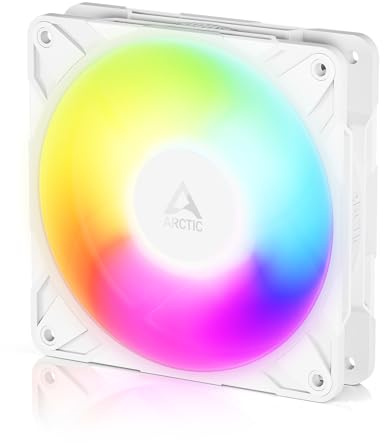 ARCTIC P12 Pro Reverse A-RGB – 120 mm Premiumfläkt med omvänd luftflöde, PWM fläkt med Y-kabeldelare, 500-3000 rpm, 0 rpm <5% PWM, 5V Digital RGB, hydrodynamiskt lager, 4-Pin - vit