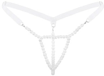 Yihuimin Gstring Femmina Stringa Filo Intimo Perle Finte Tanga Thong Tback Mutandine Aperto Natiche Erotico Lingerie Aperto Slip Vita Bassa Underwear Bianco Taglia Unica