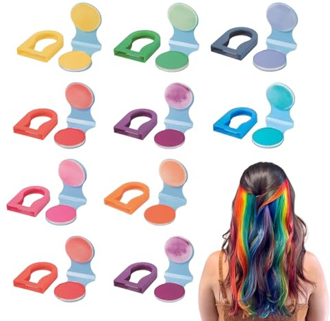 deegbbyi 10 Pezzi Gessetti Colorati Capelli, Gessi Capellis Colorati, Gessetti per Capelli Colori Temporanei, Lavabili Non Tossici per Bambini, per Festa Compleanno Capodanno Cosplay Fai Te, Halloween