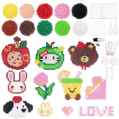 JelyArt Kit de 10,000 Cuentas para Planchar Perlas Planchar - 10 Colores, 5MM - Con Tableros, Plancha Papel y Accesorios