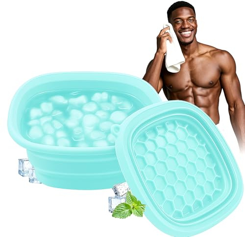Face Ice Bath Bowl - Foldable Face Tub with Built-In Ice Tray for Perfect Fit, Facial Skincare Tool for Cold Therapy, Reduce Puffiness, Tighten Pores & Refresh Skin, Dunking Tub (Pink) (Blue)