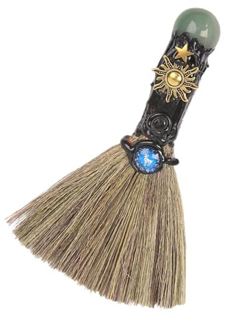 Mini Escoba de con Piedra curativa, de energía Hecho a Mano, decoración de Mesa Espiritual para el hogar, Oficina, Yoga, Estudio, Dormitorio, salón, Cocina, meditación, habitación, otoño