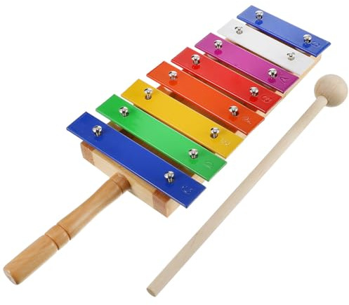 Alasum Xylophone en Bois pour Garçon Et Filles avec 8 Plaques en Aluminium Colorées, Jouet Musical De Percussion Sécurisé pour Tout-Petits, Éducatif Et Ludique, avec Poignée Facile à Transporter