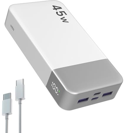 NOBIS 20000mAh 45W Power Bank | con carga rápida PD3.0/QC4.0, pantalla LED, batería portátil – compatible con MacBook, iPhone 15/14/13 Pro y Samsung S23/S22