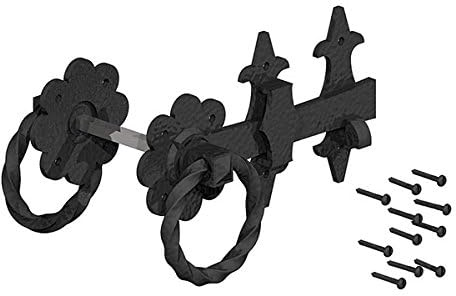 GATEMATE® B5612003 Ornamental Ring Gate Latch | 8 (200mm) Black | Durable and Decorative Gate Hardware | Powder-Coated Finish | Includes Fittings for Easy Installation