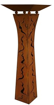 Gartendekoshop24 – Konische Rostsäule mit Schale, 125 cm, als Gartendek. Säule aus Edelrost, handgemachte Metallarbeit, für draußen. Metall Rostsäule mit Muster und Schale zum Dekorieren.