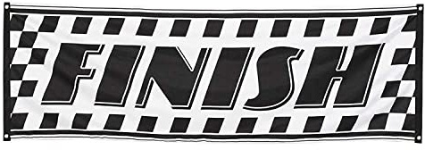 Boland 44751 - Dekorationsbanner Finish, Größe 74 x 220 cm, Ziel, Autorennen, Rennwagen, Banner, Wanddekoration, Hängedeko für Mottoparty