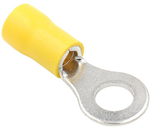 Heschen Ringkabelschuh-Crimpverbinder, vinylisolierter elektrischer Kabelverbinder, RV5.5-6, Bolzengröße 1/4, für 4-6 mm² (12-10 AWG), gelb, 100 Stück