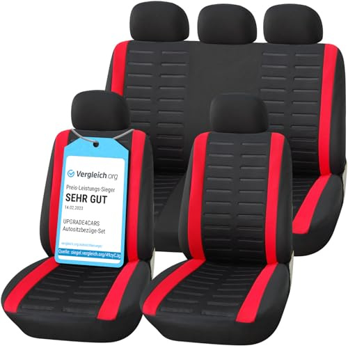 upgrade4cars Housse de Siege Voiture Universelle Noir Rouge Accessoires | Pour sièges avant & arrière | convient à la plupart des voitures | Lavable & confortable | Qualité éprouvée