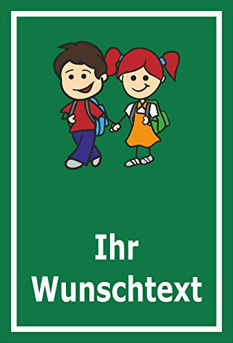 Melis-Folienwerkstatt Schild - Spielende Kinder Wunschtext - 15x10cm | 3mm Hartschaum - S00040-002-G -20 VAR