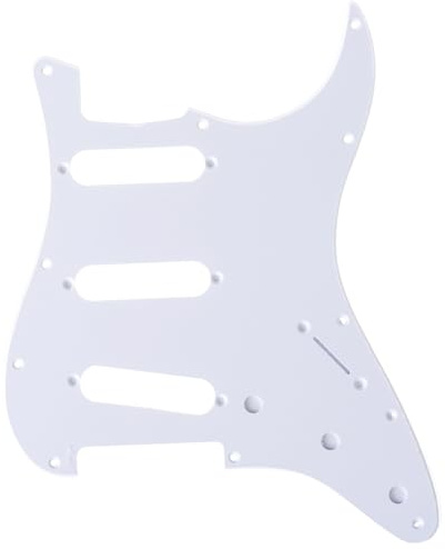 Musiclily Pro 11 Löcher SSS Vintage 60s 64 Strat Pickguard Gitarren Schlagbrett für American Stratocaster E-Gitarre 1 lagig Weiß