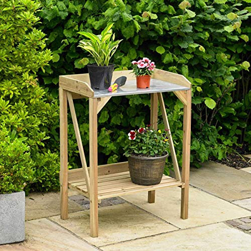 Unibos - Wooden Potting Planting Table Practical Working Decorative Bench Station Flower Garden Greenhouse