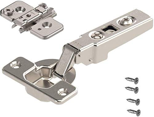 Blum 71M2550 Lot de 2 charnières à clip 100 degrés, fermeture automatique, superposition complète, à visser avec plaque 173H7100 et vis