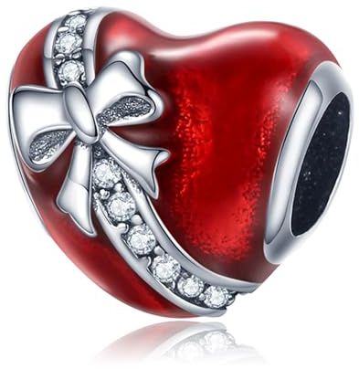 LaMenars Famille et Amour coeur breloque pour femmes en argent Sterling 925 pendentif perle cadeaux de noël pour femmes fille Bracelet et collier (A-Cœur battant)