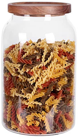 LEAVES AND TREES Y 1 Gallon Glass Jar with Airtight Lid and Anti-Skid Bottom for Dry Food Storage