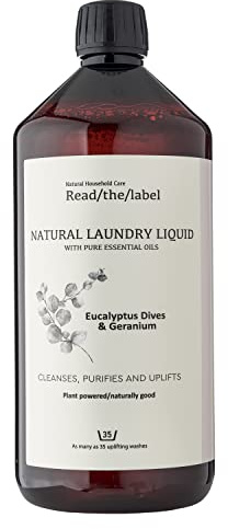 Read The Label - Eucalyptus Dives & Geranium - Natural Laundry Liquid with Pure Essential Oils - Cleanses, Purifies, and Uplifts - Natural, Plant-Powered - Up to 35 Washes – 1000ML