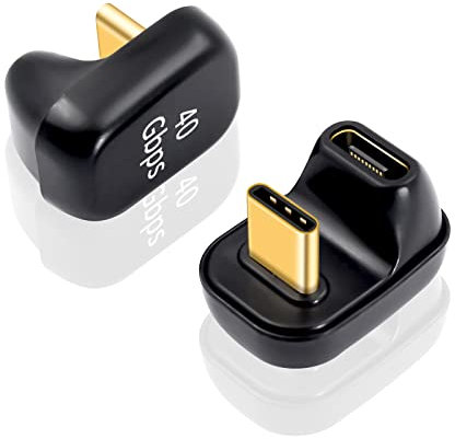 Duttek USB C 180 Degree Adapter 40Gbps and 100w Fast Charging, U-Shaped Type C Male to Female Adapter Compatible Thunderbolt 3 for ROG Ally, Steam Deck 1Pack