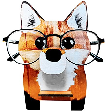 Topchances Niedlicher kreativer Tier-Brillenhalter, 1 Stück Holz-Brillenrahmen in Tierform, für Zuhause, Büro, Schreibtisch, Dekorationszubehör (Fuchs)