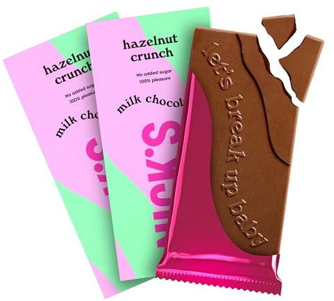N!CK'S Milchschokolade Haselnuss Crunch, 3x75g | Ohne Zuckerzusatz, Glutenfrei, Low Carb, Ohne Palmöl, Keto