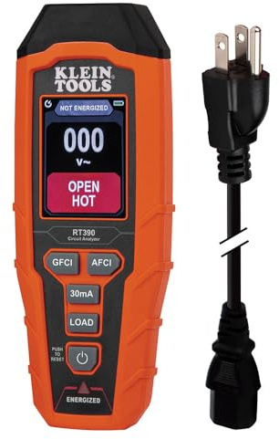 Klein Tools RT390 Circuit Analyzer with Large LCD, Identifies Wiring Faults, GFCI and AFCI Tester, Voltage Drop, Displays Trip Time