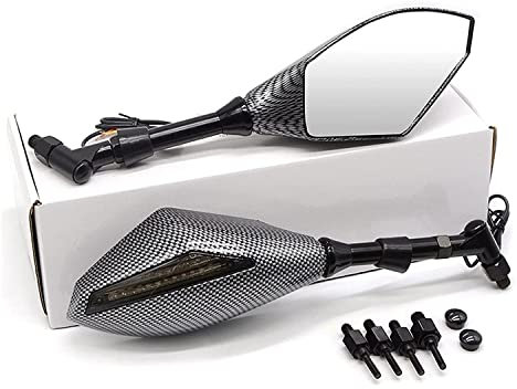 Motorrad Rückspiegel Für Ducati 696 Für MONSTER 999 749 1198/S/R 1098 848 S 821 Für MONSTER 748 8MM 10MM Motorrad Blinker Rückspiegel Lenkerendenspiegel (Farbe : Kohlefaser)