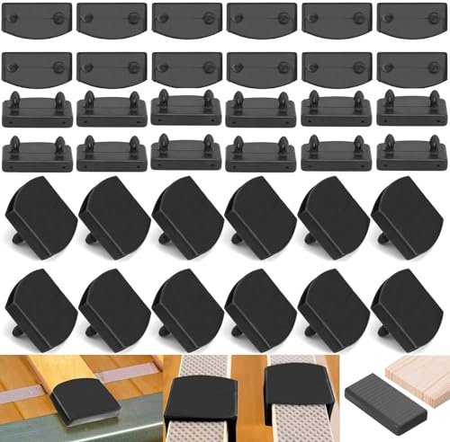 ANBOO 36 Lattenkappen für Lattenrost, Set mit 24 Lattenkappen und 12 Mittelhalterungen, Ersatzkappen aus Kunststoff für Latten, 53-55 mm
