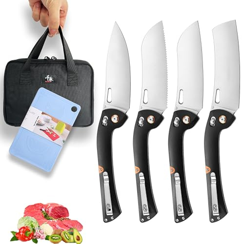 SENBON 440 Sharp Falten Chef Messer G10 Griff Obst Messer Camping Outdoor Back Clip Portable Obst Küchenmesser Set