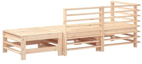 Gecheer Garten Lounge Set 3-TLG.Gartenmöbel Set mit Holzrahmen,Sitzgruppe für Garten Terrasse Balkon, Modular Sofa Garnitur Ecksofa Gartenhocker Loungemöbel,Balkonmöbel Massives Kiefernholz