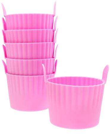HZXINYI Air Fryer Egg Moulds Baking Cups for Air Fryer 6pcs Nonstick Silicone Egg Tray Food Grade Cake Moulds for Air Fryer Oven Microwave Air Fryer Accessories Baking Pink