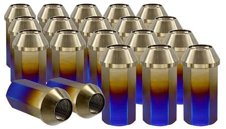 RISON-Titanium Radmuttern M14x1.5x45mm, 20 Stück Titan Radmutter mit Steckschlüssel Radbolzen Offenem Ende Kegelbund, Auto Modification Zubehör Lug Nuts für Hondas, Toyotas, Lexus, Mazda
