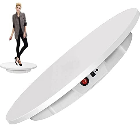 Elektrischer Drehteller, motorisierter drehbarer Ausstellungsständer mit Fernbedienung, großer elektrischer Drehteller für Fotoprodukte, Foto, Kurzvideo, Panoramabilder, 3D-Scannen,White-60cm