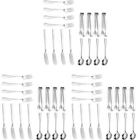Haopeuk Käse-Butter-Streichmesser-Set 48-Teiliges Charcuterie-Zubehör Edelstahl-Buttermesser Servierzange (Silber)