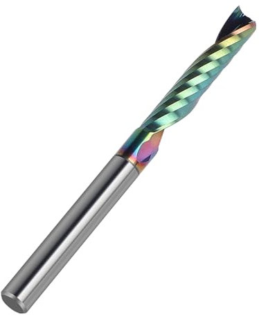 EFUTURETIME Fresa in Metallo Duro 6 mm Ad Una Elica Con Rivestimento DLC, Spirale CNC in Acciaio Al Tungsteno per Fresatrici, Legno, PVC, Alluminio, Lavori di Precisione