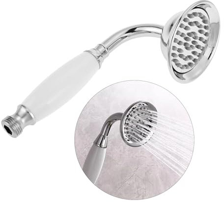 DRELD Retro Duschkopf Edelstahl Handbrause, 1 Stück Duschkopf aus Edelstahl, Antik Brausekopf, Nostalgie Retro Handbrause mit Telefon-Styl Duschkopf (Silber)