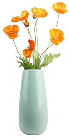 Fuukou Vaso in ceramica verde, piccolo vaso da fiori in ceramica, moderno vaso in ceramica per arredamento minimalista, perfetto per soggiorno, scaffale, tavolo, libreria, caminetto e vasi decorativi