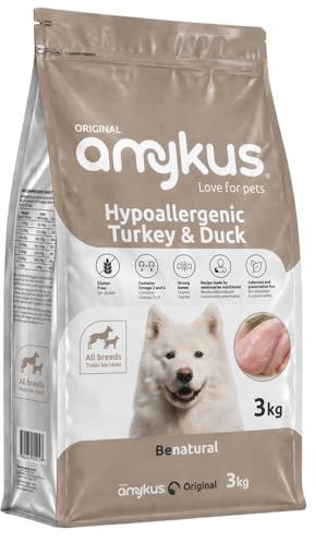 Amykus Hypoallergenic Grain Free Turkey & Duck 3 kg | Sin Cereales | Control de Peso | Sensibilidad Alimentaria | Adultos y Senior (+7) | Pavo y Pato