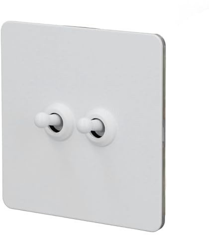 Interruptor de Palanca de Pared Panel de Acero Inoxidable 2 Vías Interruptor de Luz Iluminado de Doble Polo de 2 Vías de Luz de Galvanoplastia Blanca AC250V Base de